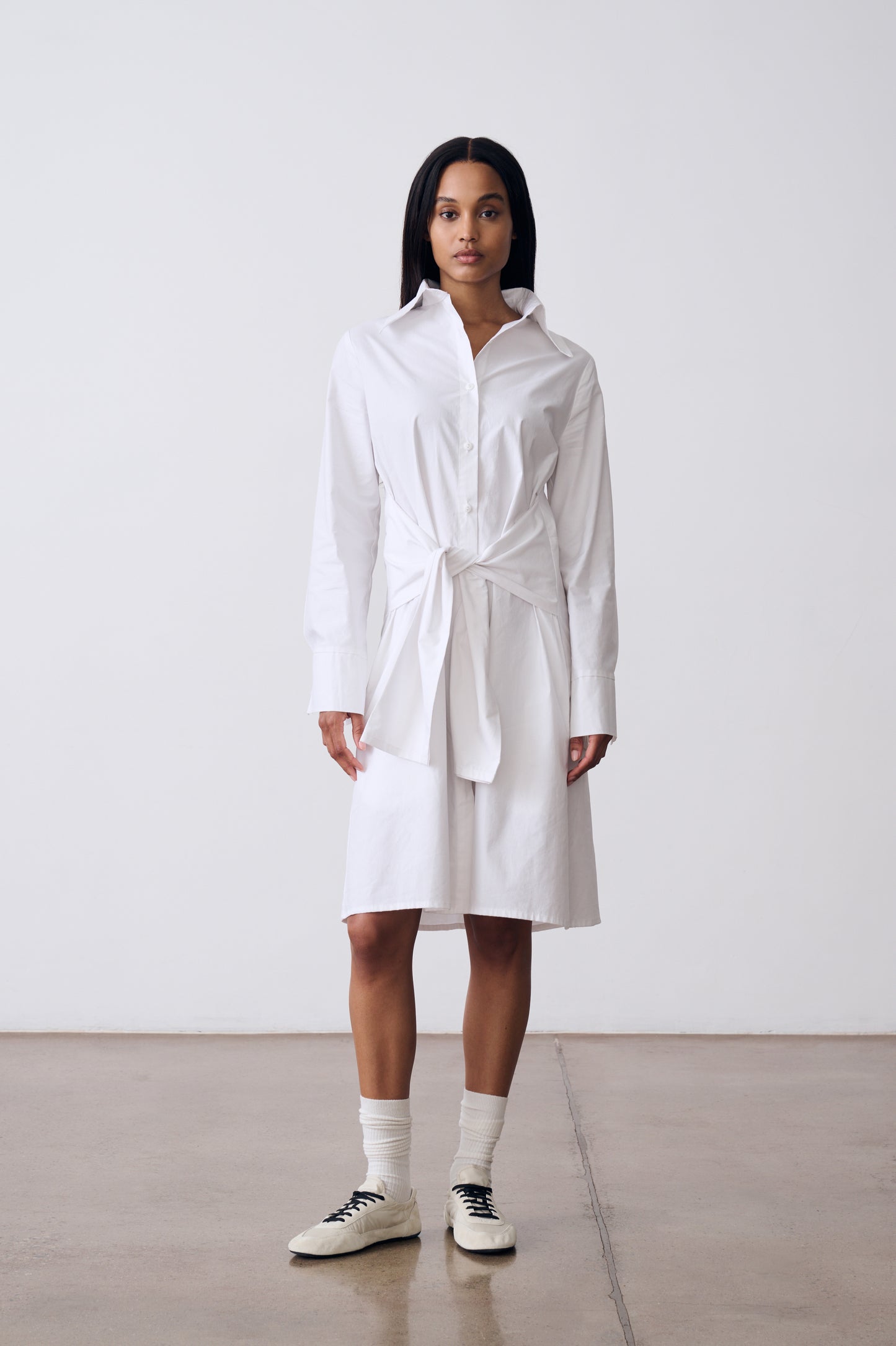 The Belted Button Down Dress - Ivory