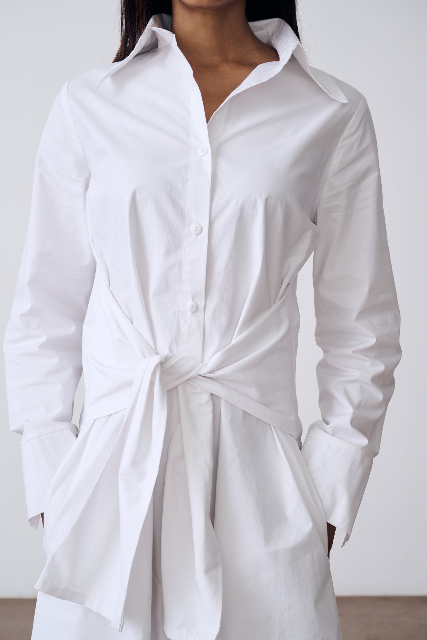 The Belted Button Down Dress - Ivory