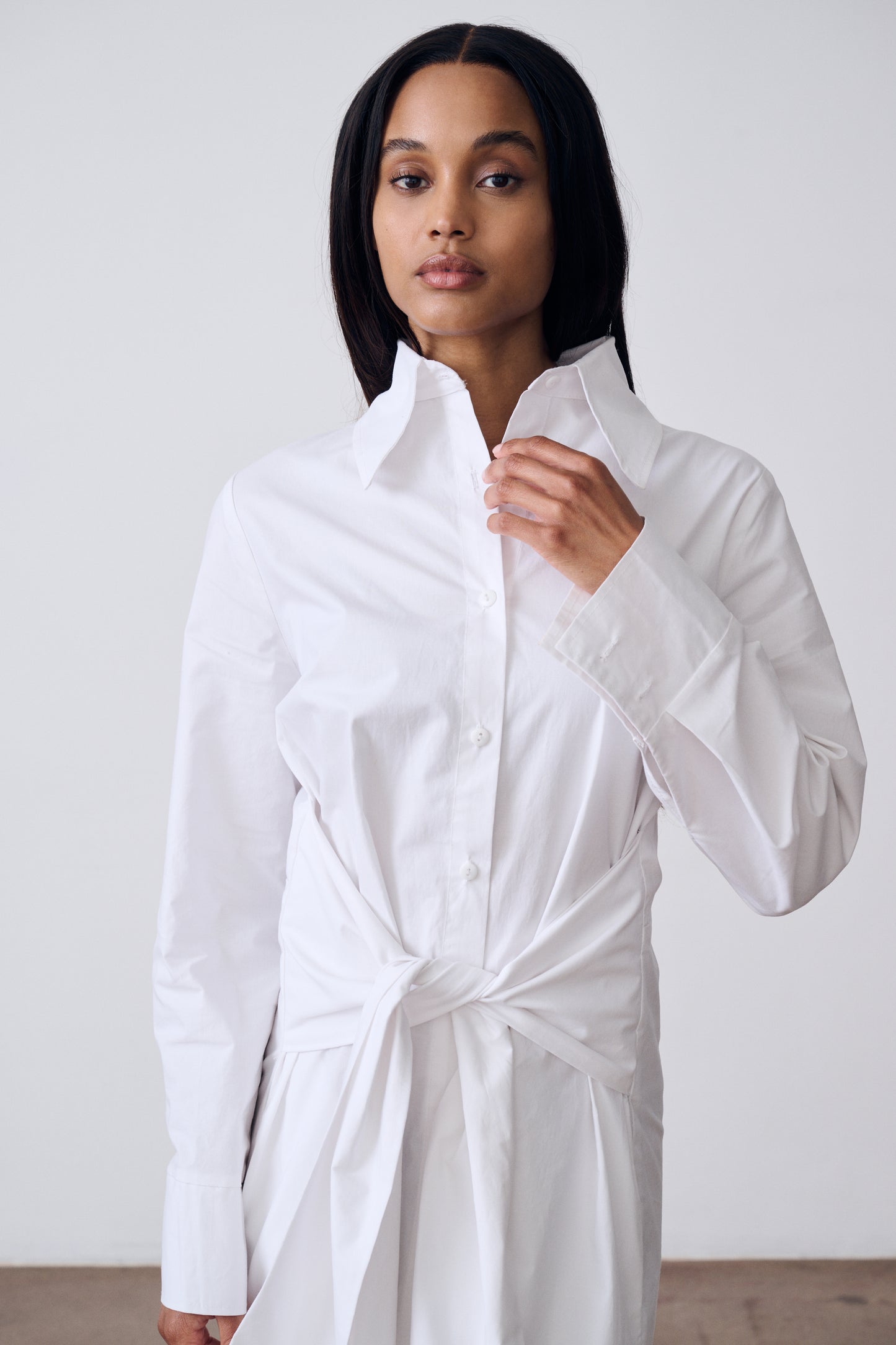 The Belted Button Down Dress - Ivory