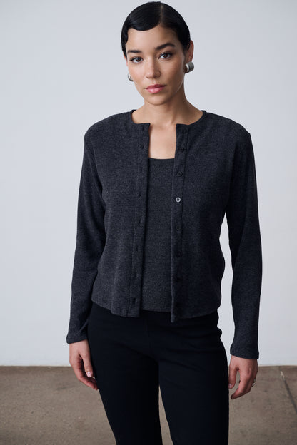 The Knit Tank & Cardigan Set - Black