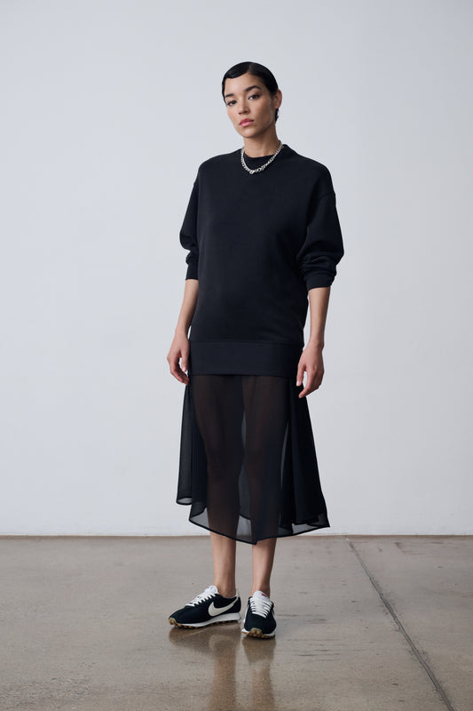 The Crewneck Pullover & Slip Dress Set - Black