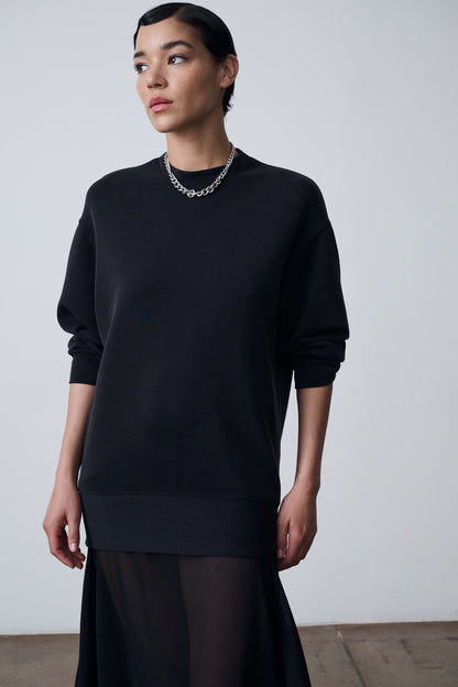 The Crewneck Pullover & Slip Dress Set - Black