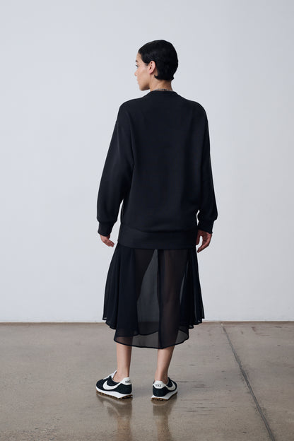 The Crewneck Pullover & Slip Dress Set - Black