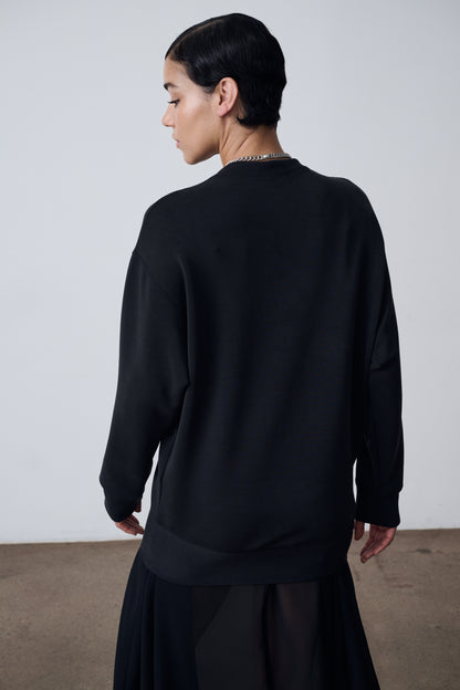 The Crewneck Pullover & Slip Dress Set - Black