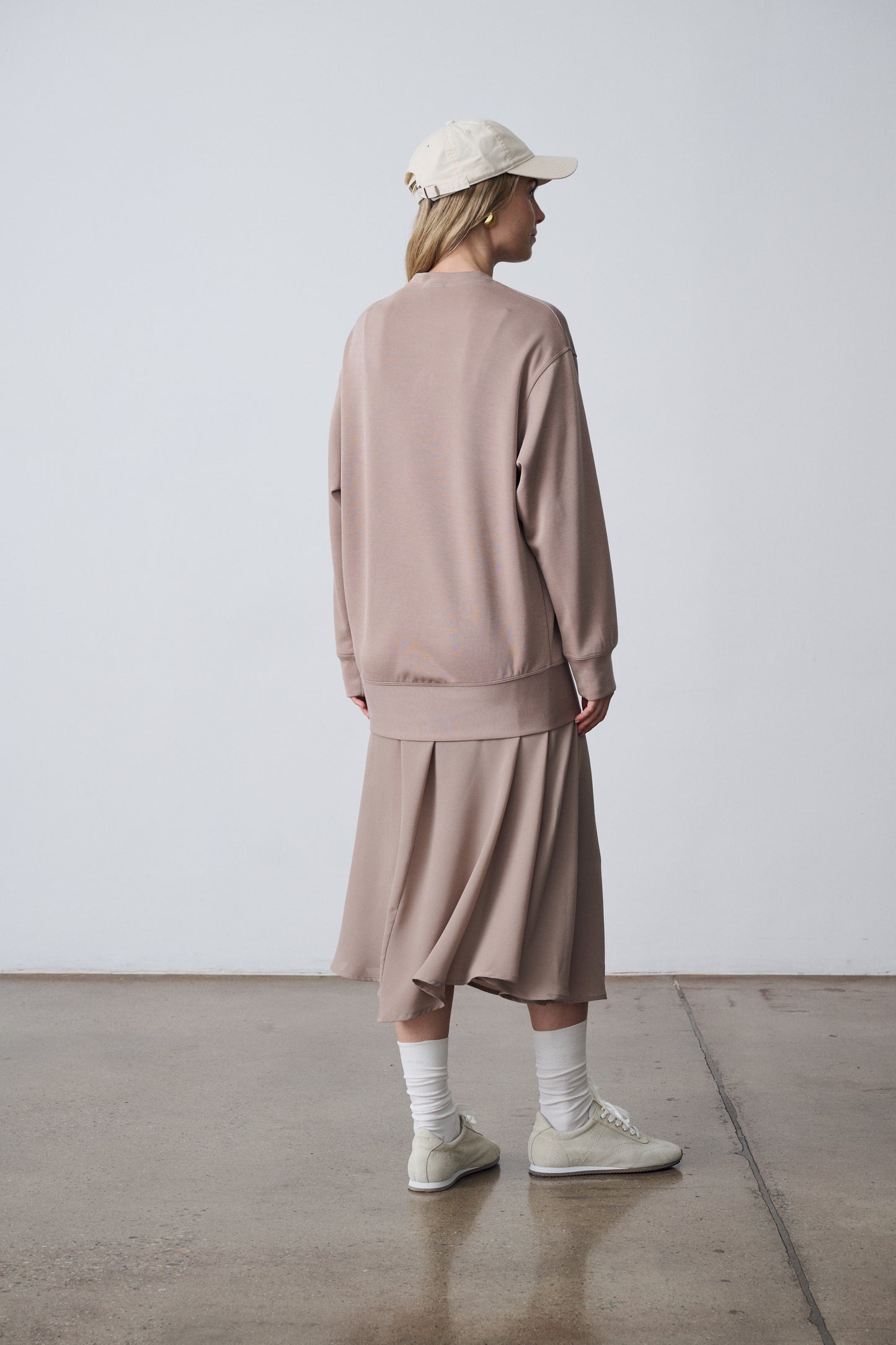 The Crewneck Pullover & Slip Dress Set - Sand