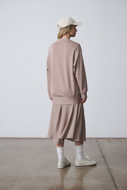 The Crewneck Pullover & Slip Dress Set - Sand
