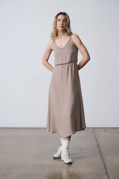 The Crewneck Pullover & Slip Dress Set - Sand