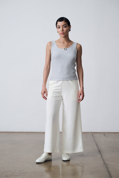 The Wide Leg Easy Pant - Ivory