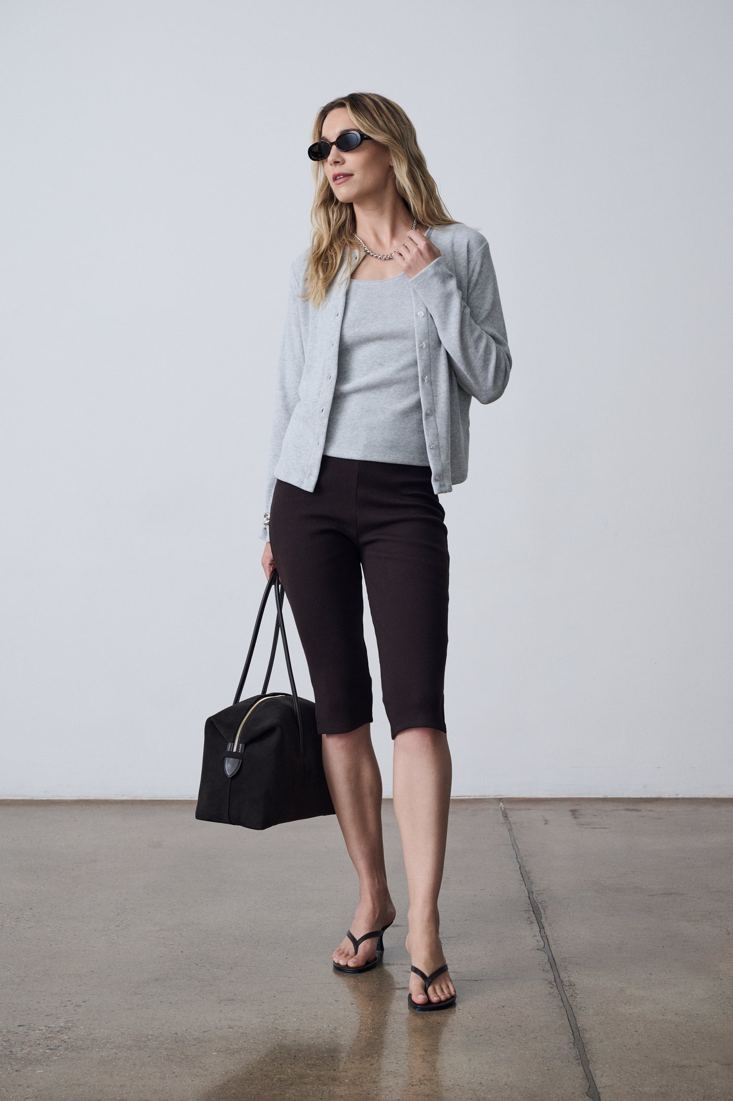 The Knit Tank & Cardigan Set - Heather Grey