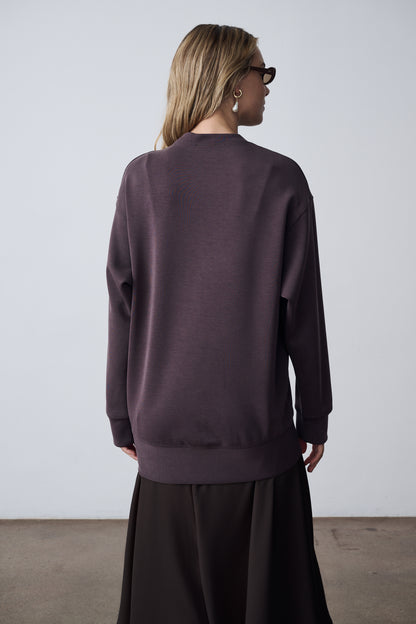 The Crewneck Pullover & Slip Dress Set - Dark Brown