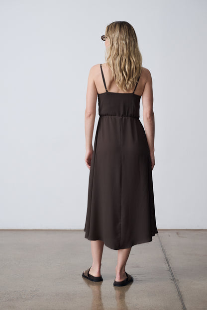 The Crewneck Pullover & Slip Dress Set - Dark Brown