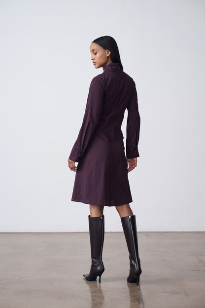 The Belted Button Down Dress - Deepest Violet